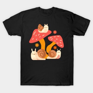 Happy Snails on Mushrooms T-Shirt